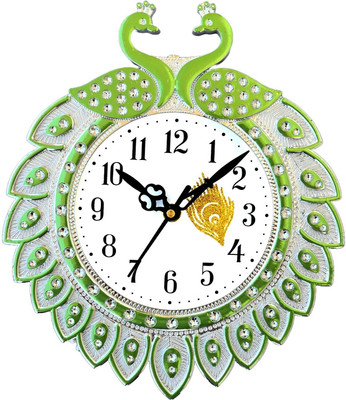 VARSHACREATION Analog 22 cm X 22 cm Wall Clock(Green, With Glass, Standard)