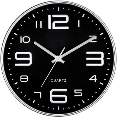 VARSHACREATION Analog 23 cm X 23 cm Wall Clock(Silver, With Glass, Standard)