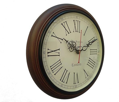 Shah Faisal Analog 30.48 cm X 30.48 cm Wall Clock(Brown, With Glass, Standard)