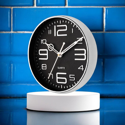 PZOZ Analog 26 cm X 26 cm Wall Clock(Silver, With Glass, Standard)