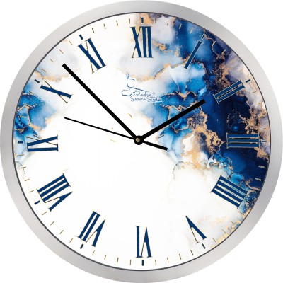 Radha Swami Studio Analog 30 cm X 30 cm Wall Clock(White, Blue, With Glass, Standard)