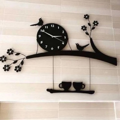 Mysticoal Analog 30 cm X 30 cm Wall Clock(Black, Without Glass, DIY Clocks)