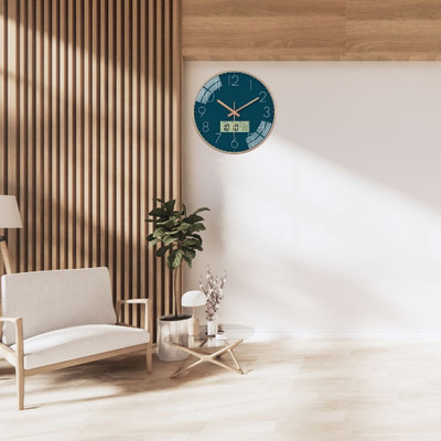 Star Work Analog-Digital 28.5 cm X 28.5 cm Wall Clock(Blue, With Glass, Standard)