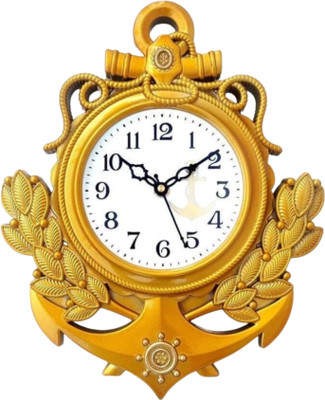 vinod creation Analog 25 cm X 25 cm Wall Clock(Gold, With Glass, Standard)