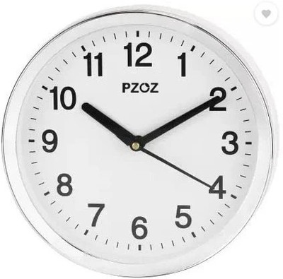 PZOZ Analog 20 cm X 20 cm Wall Clock(Silver, With Glass, Standard)