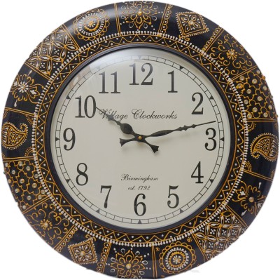 royal craft palace Analog 45.7 cm X 45.7 cm Wall Clock(Black, With Glass, Standard)