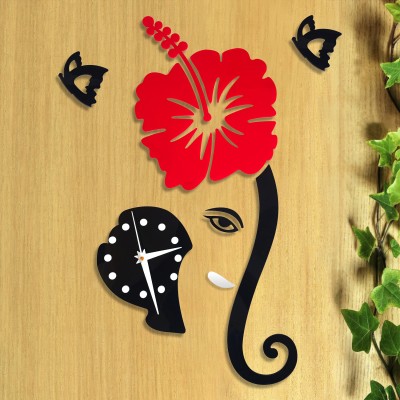 Eindia Analog 50 cm X 30 cm Wall Clock(Red, Black, Without Glass, Standard)
