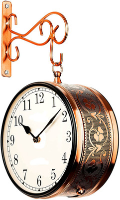kamdhenu art and craft Analog 20 cm X 20 cm Wall Clock(Gold, With Glass, Double-Sided)