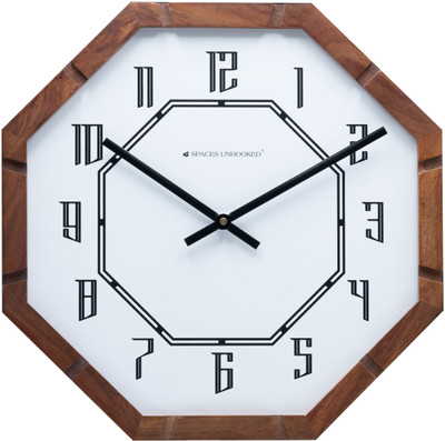 Spaces Unhooked Analog 31.5 cm X 31.5 cm Wall Clock(Brown, Without Glass, Standard)