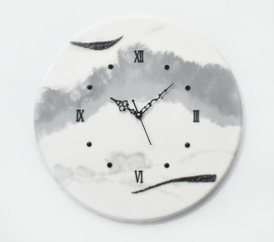 Global Resin Art Analog 45 cm X 45 cm Wall Clock(White, Without Glass, Standard)