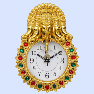 APS Art Plus Store Analog 33 cm X 23 cm Wall Clock(Gold, With Glass, Standard)