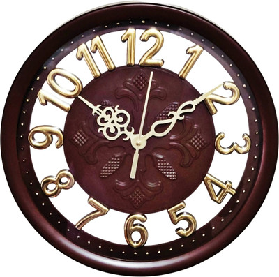 Nipa Enterprise Analog 27.5 cm X 27.5 cm Wall Clock(Maroon, With Glass, Standard)