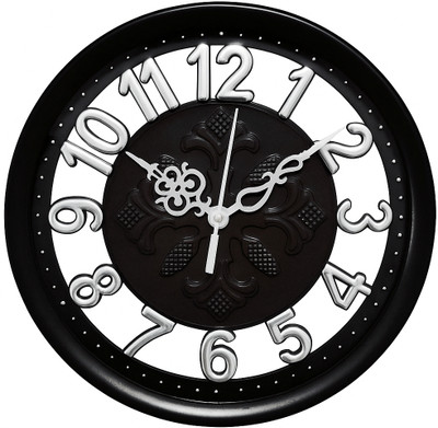 Nipa Enterprise Analog 27.5 cm X 27.5 cm Wall Clock(Black, Silver, With Glass, Standard)