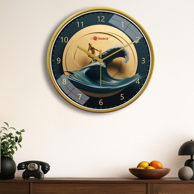 BOSCO Analog 30 cm X 30 cm Wall Clock(Gold, With Glass, Standard)