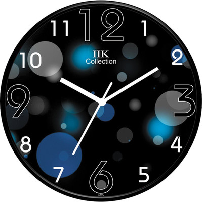 IIK Collection Analog 28 cm X 28 cm Wall Clock(Black, With Glass, Standard)