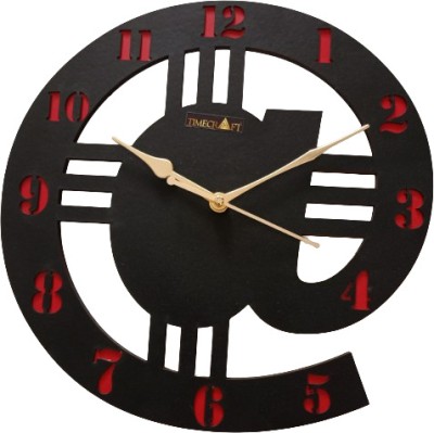 timecraft Analog 28 cm X 28 cm Wall Clock(Black, Without Glass, Standard)