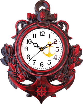 GrabBasket Analog 31 cm X 24 cm Wall Clock(Maroon, Brown, With Glass, Standard)