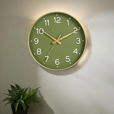 Star Work Analog 67 cm X 32.5 cm Wall Clock(Dark Green, With Glass, Standard)