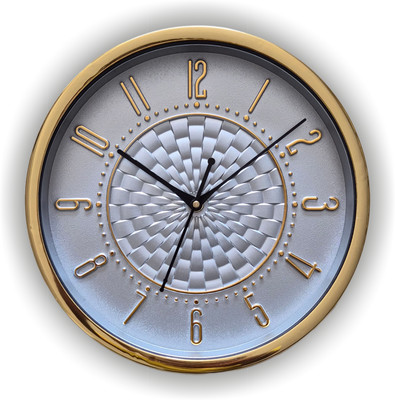 ART OCEAN Analog 25 cm X 25 cm Wall Clock(Silver, Gold, With Glass, Standard)