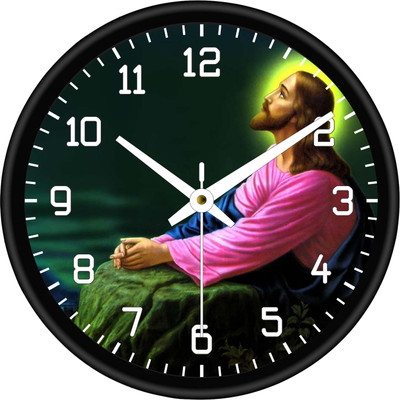 Gangaram creation Analog 26 cm X 26 cm Wall Clock(Black, White, With Glass, Standard)