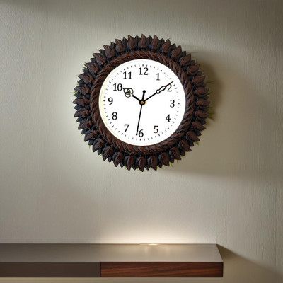 GrabBasket Analog 27 cm X 27 cm Wall Clock(Brown, With Glass, Standard)