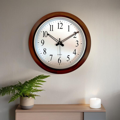 Kedar Analog 42 cm X 42 cm Wall Clock(Brown, With Glass, Standard)