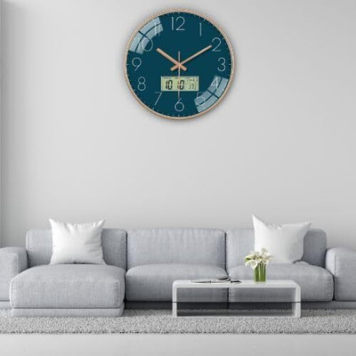 DEEP ENTERPRISE Analog-Digital 30 cm X 30 cm Wall Clock(Dark Blue, With Glass, Standard)