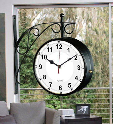 Saree House Analog 30 cm X 25 cm Wall Clock(Black, With Glass, Double-Sided)