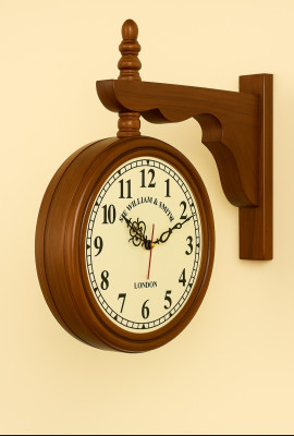 Piru Analog 40 cm X 40 cm Wall Clock(Brown, Gold, Multicolor, With Glass, Double-Sided)