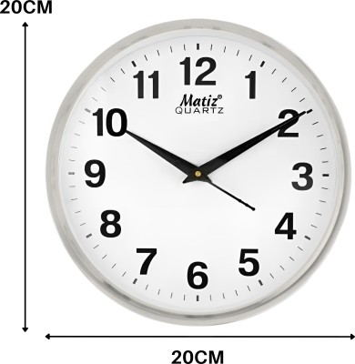 matiz Analog 20 cm X 20 cm Wall Clock(Silver, With Glass, Standard)