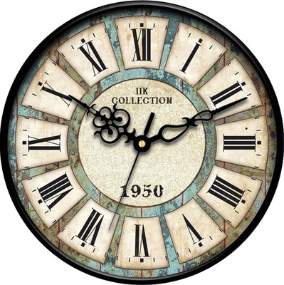 IIK Collection Analog 28 cm X 28 cm Wall Clock(Black, With Glass, Standard)