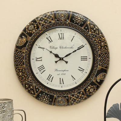 Vedas Analog 45.7 cm X 45.7 cm Wall Clock(Multicolor, With Glass, Standard)