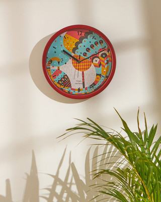 Teal By Chumbak Analog 11 cm X 30 cm Wall Clock(Red, With Glass, Standard)
