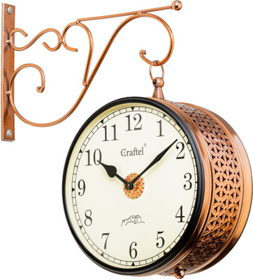 Craftel Analog 21 cm X 21 cm Wall Clock(Maroon, With Glass, Double-Sided)