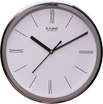 Kadio Analog 24.5 cm X 24.5 cm Wall Clock(Silver, With Glass, Standard)