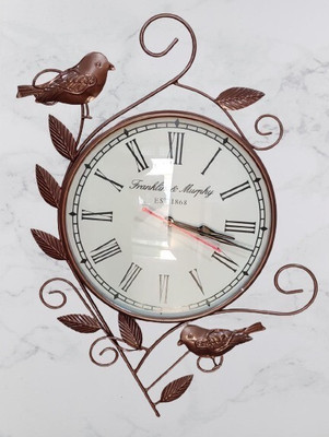 Nutts Analog 10 cm X 16 cm Wall Clock(Brown, With Glass, Standard)