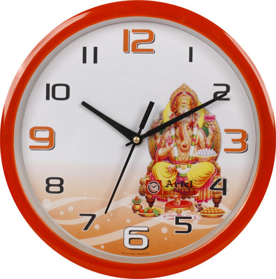 Sigaram Analog 25 cm X 16 cm Wall Clock(Orange, With Glass, Standard)
