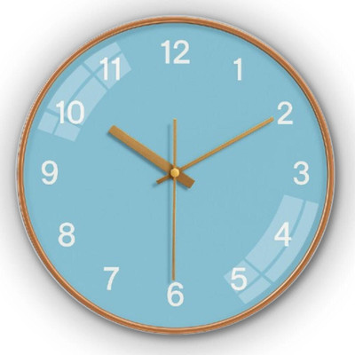 GINOYABROTHERS Analog 29.5 cm X 29.5 cm Wall Clock(Light Blue, Black, With Glass, Standard)