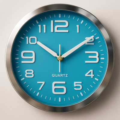 Gangaram creation Analog 21 cm X 21 cm Wall Clock(Blue, Silver, With Glass, Standard)
