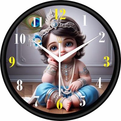 LAKHDATHAR CREATION Analog 10 cm X 25 cm Wall Clock(Multicolor, With Glass, Standard)
