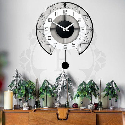 Decofuriq Analog 40 cm X 36 cm Wall Clock(Black, Without Glass, Standard)