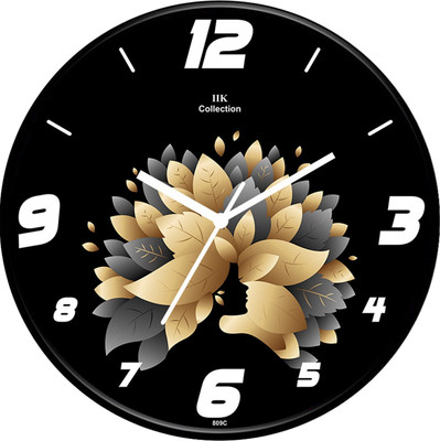 IIK Collection Analog 28 cm X 28 cm Wall Clock(Black, With Glass, Standard)