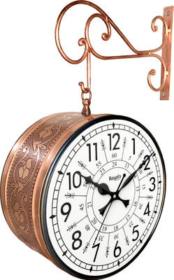Royals Cart Analog 25 cm X 25 cm Wall Clock(Brown, With Glass, Double-Sided)