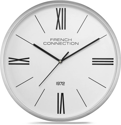 French Connection Analog 30 cm X 30 cm Wall Clock(Silver, With Glass, Standard)
