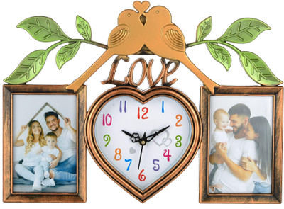 Att'z Analog 40 cm X 29 cm Wall Clock(Gold, With Glass, Standard)