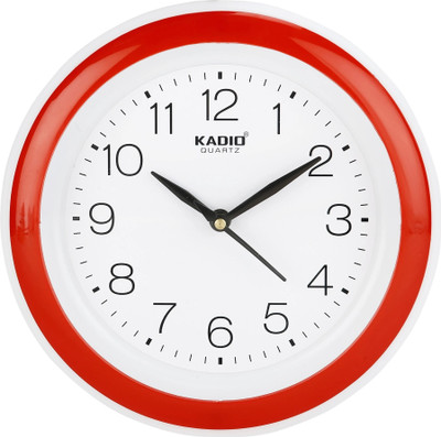 Kadio Analog 22 cm X 22 cm Wall Clock(Red, With Glass, Standard)