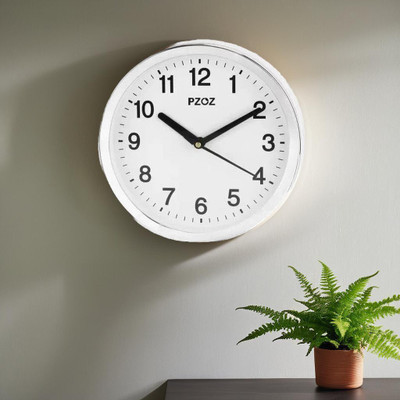 PZOZ Analog 20 cm X 20 cm Wall Clock(Silver, With Glass, Standard)