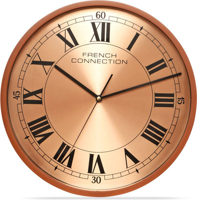 French Connection Analog 30 cm X 30 cm Wall Clock(Beige, With Glass, Standard)