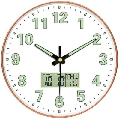 M T BROTHERS Analog-Digital 30 cm X 30 cm Wall Clock(Silver, With Glass, Standard)