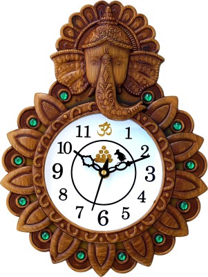 shivaira creations Analog 29 cm X 22 cm Wall Clock(Brown, With Glass, Standard)